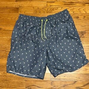 Old Navy Blue and Yellow Swim Trunks Quick-Dry Elastic Waist